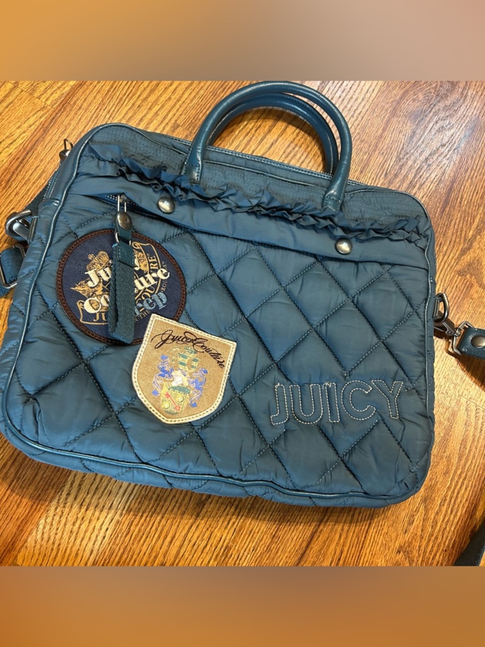 Vintage Y2K Juicy Couture Prep Laptop Computer Messenger Bag Blue